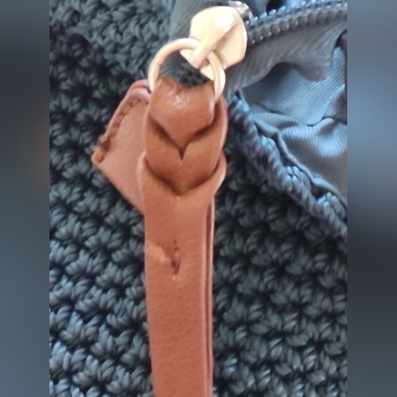 The SAK crochet purse blue w/brown/silver nwot - Picture 8 of 16